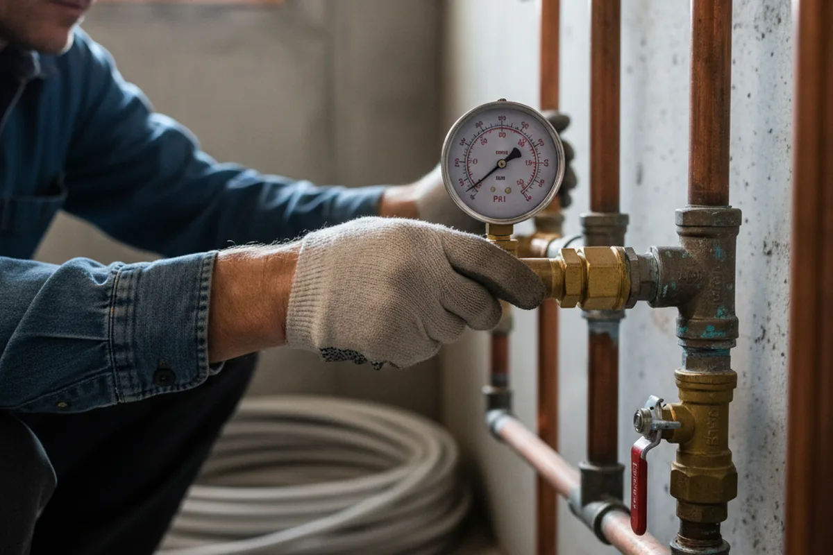 Pressure testing a repaired line during Water Line Repair in Treece