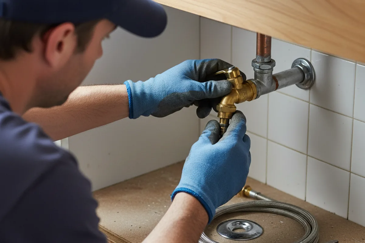 Shutoff valve and fitting work during Burst Pipe Repair in Treece